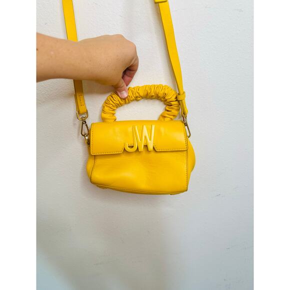 JASON WU Yellow Leather Adjustable Crossbody JW Logo Ruched Handle Rommy Bag - Picture 11 of 16
